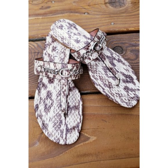 Coach Shoes - New Coach Snakeskin & Silver Flip Flops Sandals